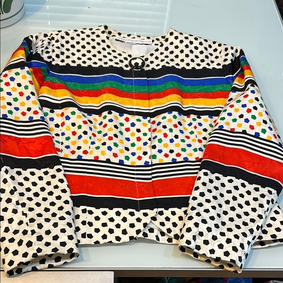Anne Crimmons Tops - Vintage post modern 1980s silk top Anne Crimmins  for Umi Collections color pop